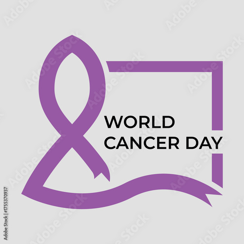 World Cancer Day Purple Awareness Ribbon