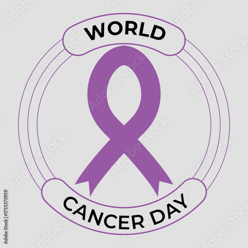 World Cancer Day Purple Ribbon Awareness