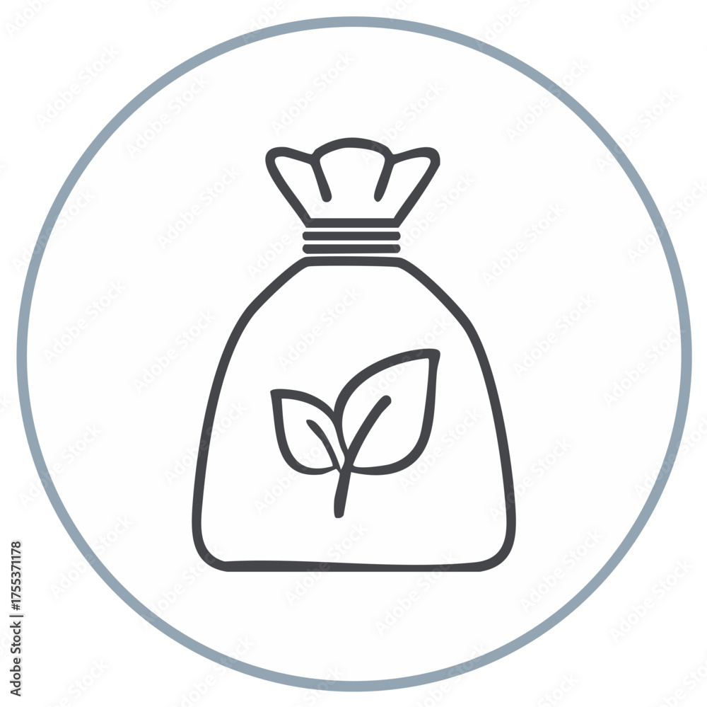 Obraz premium Eco-Friendly Fertilizer Sack Line Icon Isolated, Sustainable Agriculture