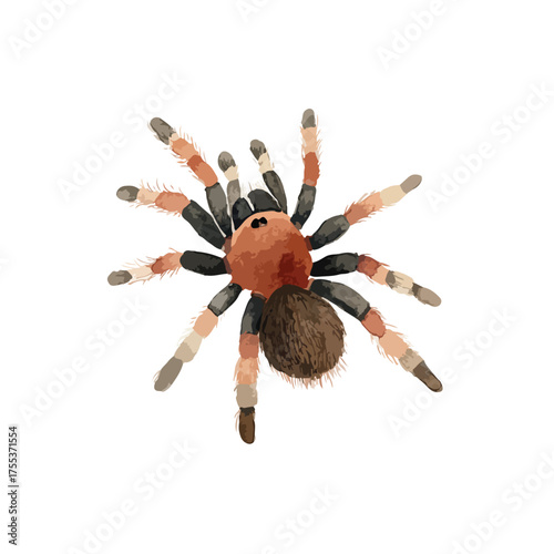 Vibrant Mexican Redknee Tarantula Vector Illustration.