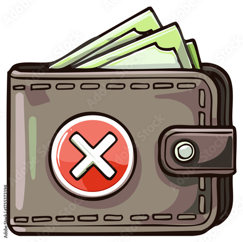 Wallet with prohibited cross symbol Money loss illustration concept