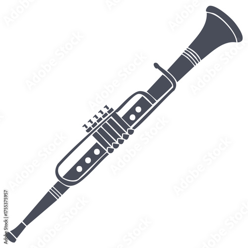 Vector Graphic Featuring A Keyed Bugle, a Historical Brass Musical Instrument