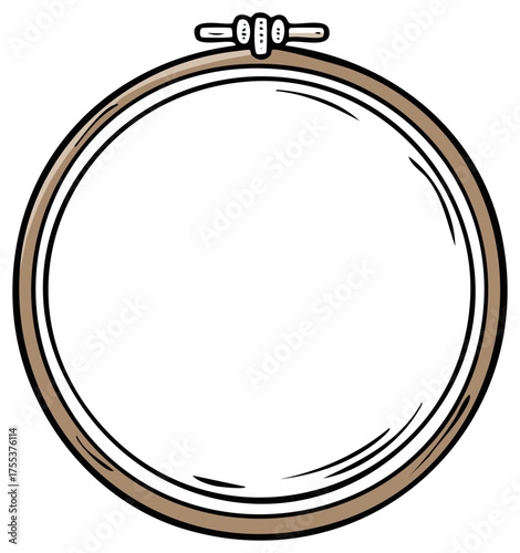 Hand Drawn Embroidery Hoop Frame Stitching Craft Circle Simple Element