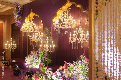 wedding stage decoration with multicolor flowers