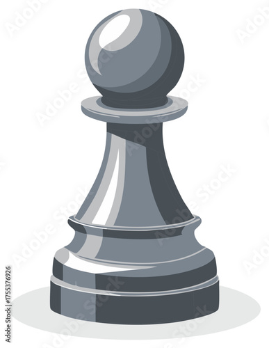 Single silver pawn chess piece with shadow and highlights