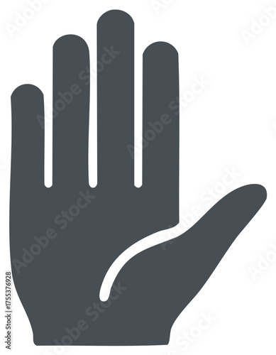 Human palm open flat icon illustration representing stop gesture