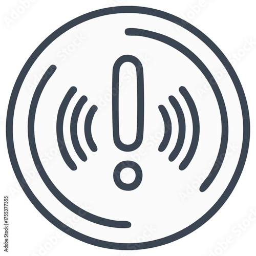 Alert Notification Alarm with Signal Warning Icon in Flat Design Style for Apps and Websites