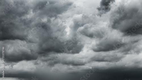 dark clouds make sky in black. Heavy rain thunderstorm. Pattern of clouds overcast predict tornado, Hurricane or thunderstorm and rainy. Dark sky cloudy have storm and lightning thunderbolt.