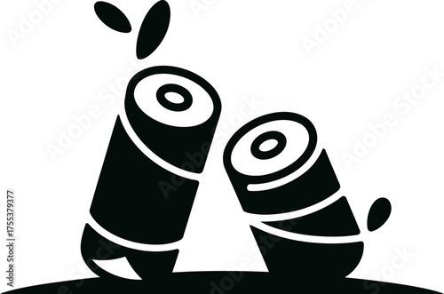 Two spring rolls silhouette food illustration