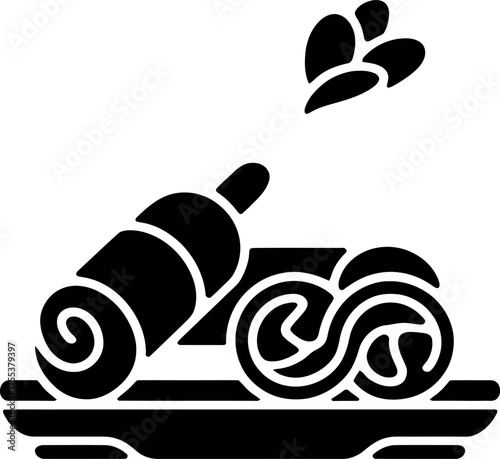 Two spring rolls silhouette food illustration