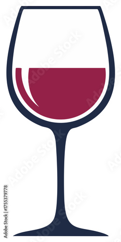 Elegant vector illustration of a wine glass filled with rich red wine, a classic beverage icon.