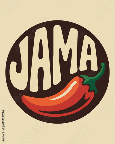Vibrant Circular Fast-Food Logo Featuring Chili Pepper for JAMA