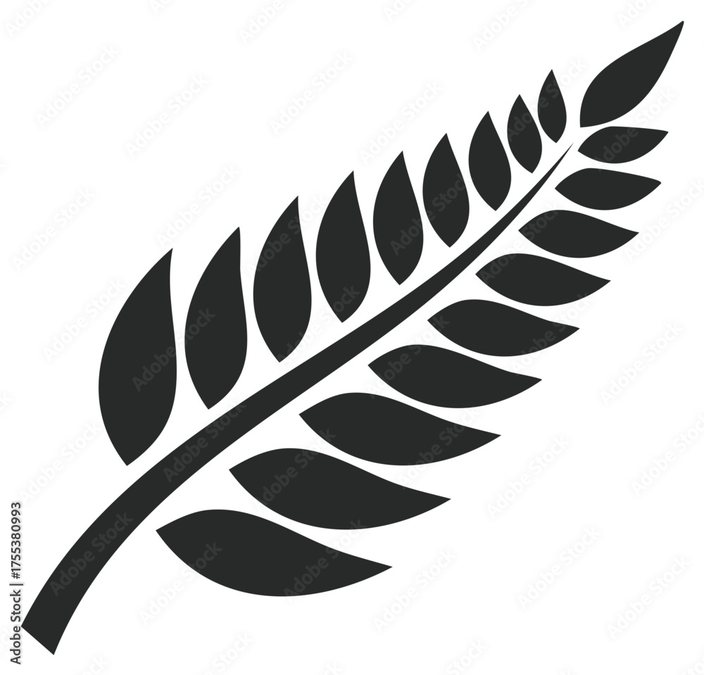 Fototapeta premium Stylized Black Wheat Stalk Graphic Illustration of Cereal Plant for Agriculture Design Element