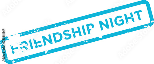 Friendship Night grunge blue rectangular badge for social gatherings and friendly evening events