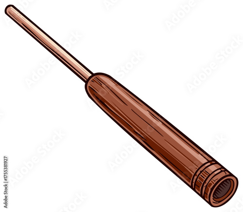 Wooden Smoking Pipe with Stem. Tobacco Accessory. Illustration. Tobacco Smoking. Smoker Equipment.