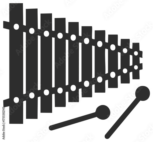 Xylophone Icon with Mallets, Musical Instrument Design, Percussion Instrument Symbol, Graphic Design Element, Music Art