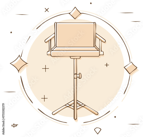 Illustration of a Beige Music Stand with Modern Artistic Flair Musical Equipment