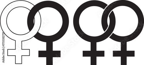 Interlocking female symbols silhouette