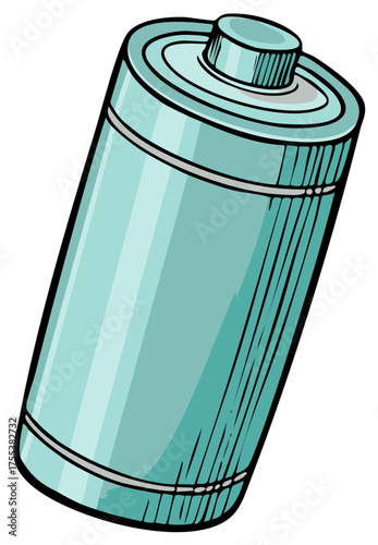 Single Teal Cylindrical Battery Illustration