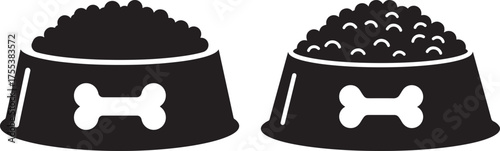 Two dog food bowls silhouette