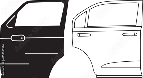 Car door silhouette and outline comparison