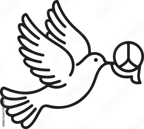 Peace Dove Flying with Symbol