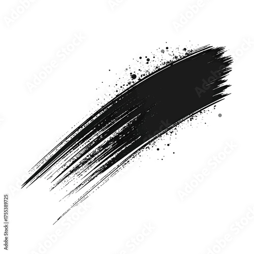 Monochrome Brush Stroke Texture on White Background Ink Splatter Design Element Brushstroke Graphic Backdrop Grunge Paint Streak Artistic Smear Minimalist