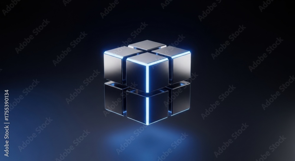 Obraz premium Minimal floating crest-like cube, Iconic Brand Presence