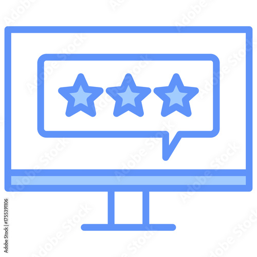 Online Review Outline Blue Color Icon