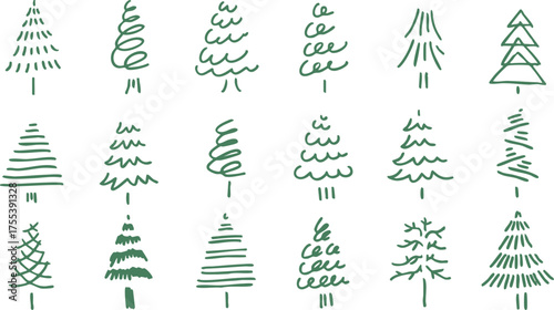 手描きのクリスマスツリーイラスト。12月のクリスマスツリーセット。クリスマスのシンプルフレーム背景。
Hand drawn Christmas tree illustration. December Christmas tree set. Christmas simple frame background.