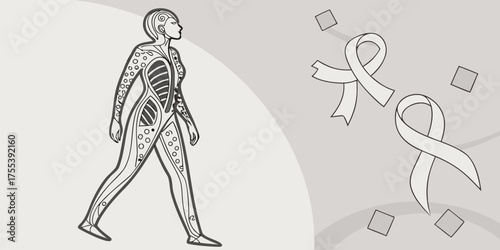 Understanding the Human Body Anatomical Walk and Awareness Ribbons Symbolizing Health