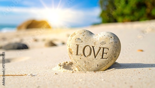 Heart-shaped rock etched with 