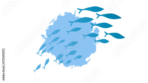 A school of fish swimming together in the ocean