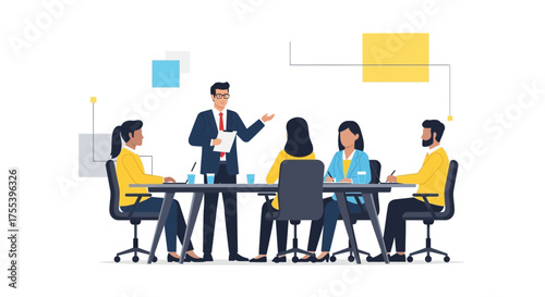 Business Professionals Collaborating And Strategizing Plans Together At A Meeting In Modern Style