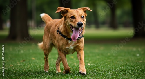 Fototapeta Naklejka Na Ścianę i Meble -  Dog running on grass in a park