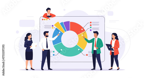 Business Team Analyzing Data Presentation Visualizing Statistical Information Together