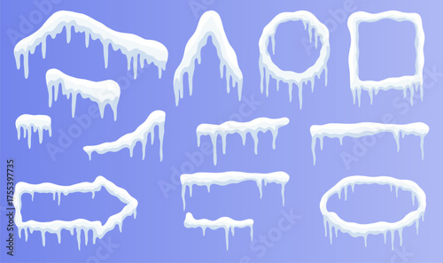 Snowcap borders set with frozen icicle edges