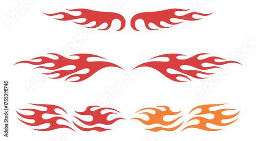 Fiery Flames Abstract Vector Graphics with Dynamic Fire Elements in Red and Orange