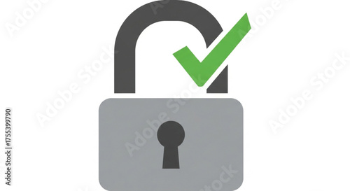 Padlock security protection check mark, vector illustration of lock with keyhole, symbol of privacy and safety