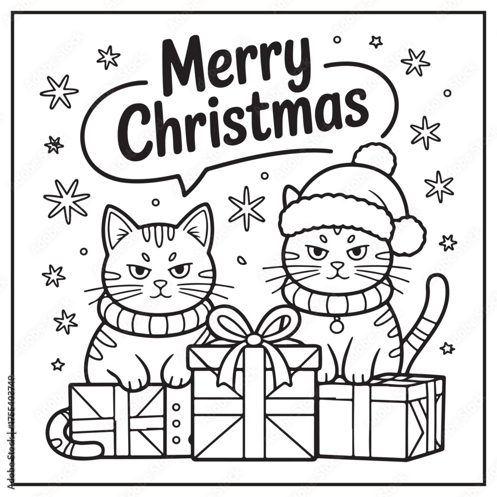 Naklejka premium Merry Christmas Coloring Pages