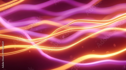 Wallpaper Mural Abstract glowing neon lines of pink and orange light flowing in a vibrant energy stream. Torontodigital.ca