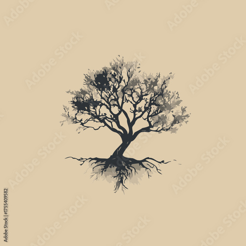 Shining tree silhouette design