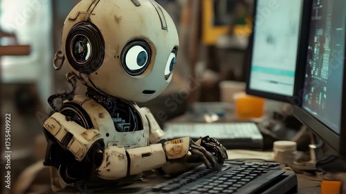 Curious Robot Coder. Video Generative AI.