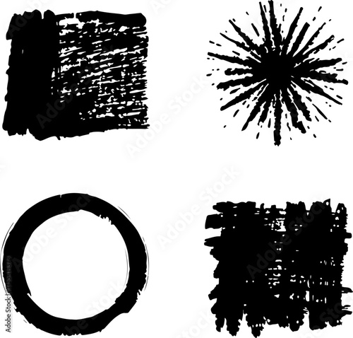 set of grunge ink splashe