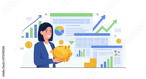 Financial Advisor Holding Piggy Bank Illustrating Savings And Investment Strategies Carefully