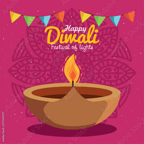 Happy diwali post greetings vector illustration design 
