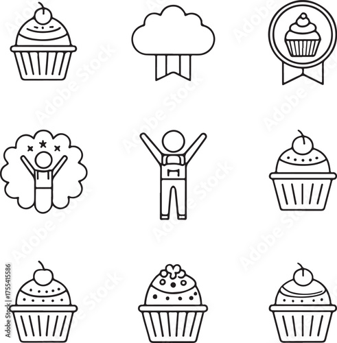 Cupcakes and Celebration Icons for Design