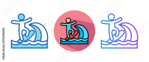 Surfing multistyle icon