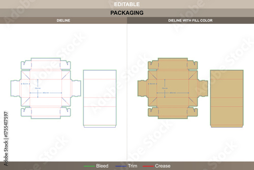 Gift sleeve box dieline professional vector printing packaging mockup layout with sliding drawer design detailed folding marks and die line precision for luxury branding