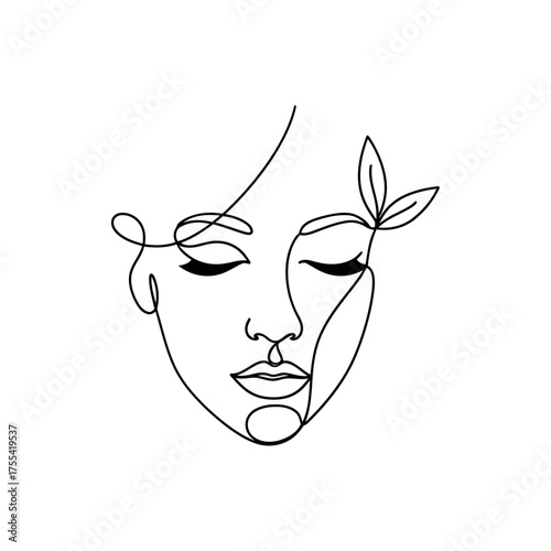 Simple line drawing of a woman's face in profile, elegant and minimalist.
